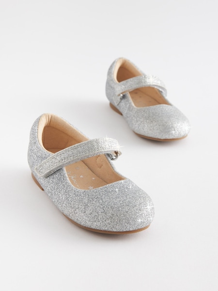 Silver Glitter Standard Fit (F) Mary Jane Shoes (C14364) | €14 - €15