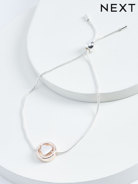 Rose Gold Tone/Silver Tone Heart Pully Bracelet (C14656) | €7