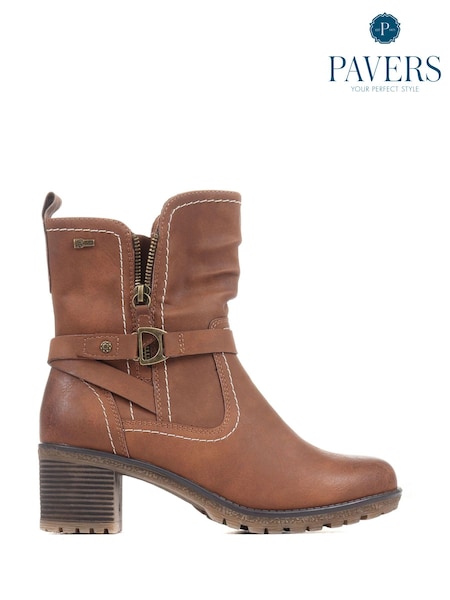 Pavers Natural Pavers Heeled Biker Boots (C15370) | AED169