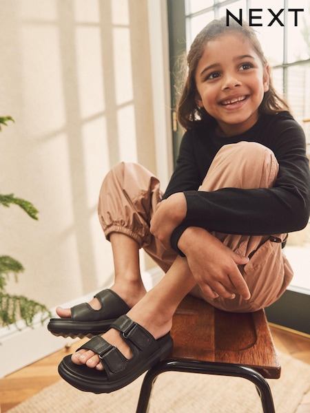 Black Chunky Double Strap Sandals (C15520) | €6 - €8