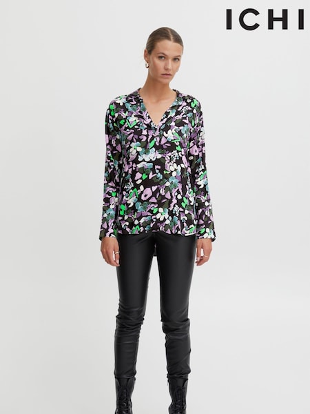 ICHI Green Printed Blouse (C15772) | 27 €