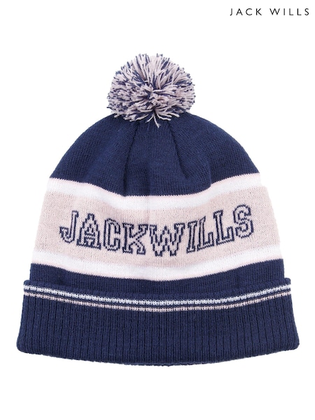 Jack Wills Navy Blue 100% Cotton Varsity Wills Beanie (C15988) | AED52