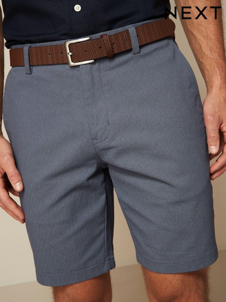Navy Blue Belted Chino Shorts with Stretch (C16180) | €2
