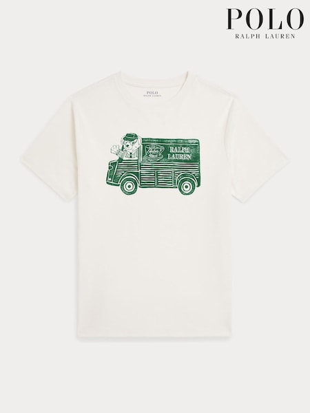 White - Polo Ralph Lauren Coffee Bear Graphic Jersey T-shirt