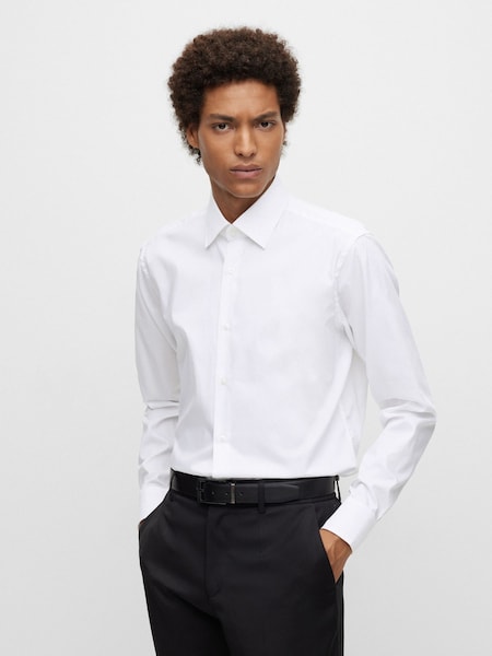 أبيض - BOSS Regular Fit Poplin Easy Iron Long Sleeve 100% Cotton Shirt (C16506) | ‏403 د.إ.‏