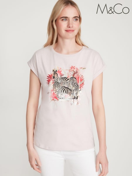 M&Co Cream Zebra Foil Logo Top (C16559) | €7