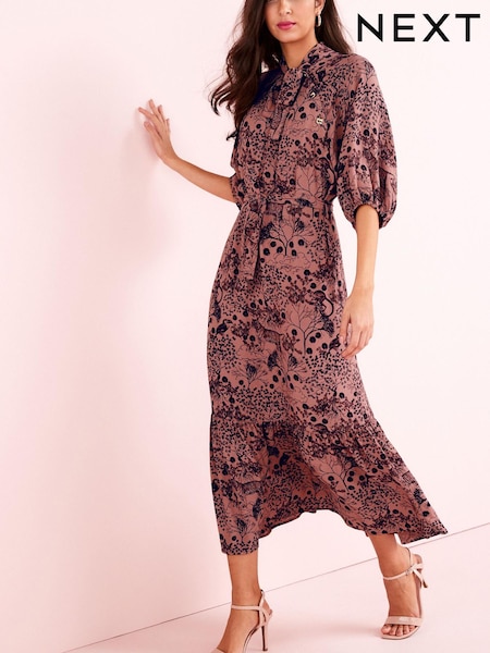 Pink Pussy Bow Midi Dress (C18417) | €34
