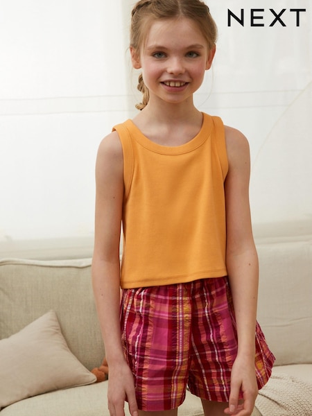 Pink/Orange Woven Short Pyjama Set (3-16yrs) (C18431) | €12 - €15