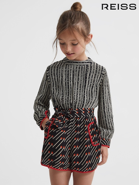 Reiss Black/Red Amber Junior Printed Playsuit (C18844) | €45