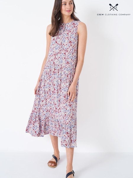 Crew Clothing Company Navy Blue Floral Print A-Line Dress (C19122) | €51