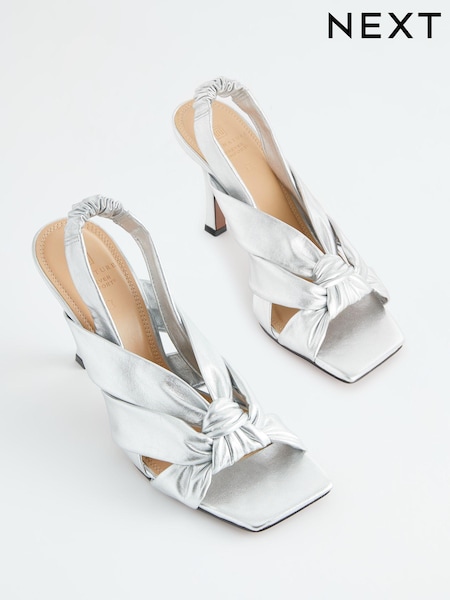Silver Signature Forever Comfort® Leather Twist Sandals (C19252) | €36