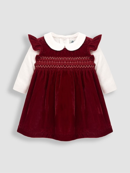 JoJo Maman Bébé 2-Piece Smocked Velvet Baby Dress & Body Set (C19287) | 54 €