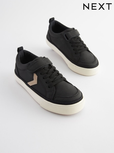 Black Standard Fit (F) Elastic Lace Touch Fastening Chevron Trainers (C19322) | €8.50 - €12.50