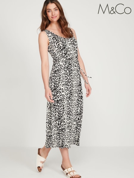 M&Co White Leopard Print Midi Dress (C19451) | €16
