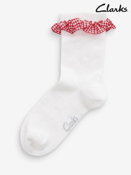 Clarks White Girls Ankle School Socks 2 Pack (C19609) | €11.50