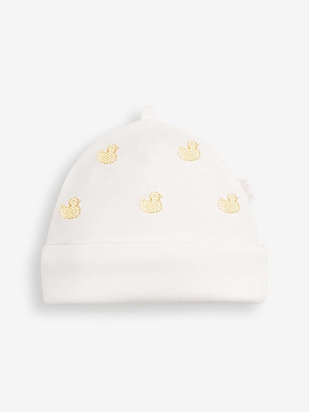 JoJo Maman Bébé Yellow Duck Embroidered Cotton Baby Hat (C19978) | €8