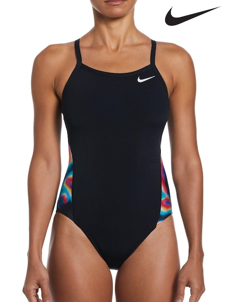 Schwarz - Nike Hydrastrong Bedruckter Badeanzug mit Racerback (C19987) | 16 €