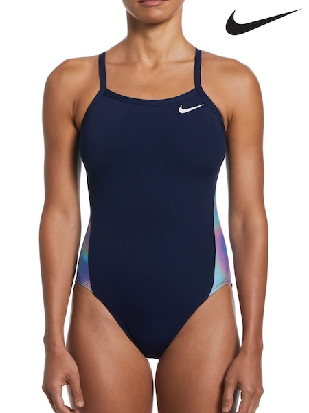 Marineblau - Nike Hydrastrong Bedruckter Badeanzug mit Racerback (C20042) | 16 €