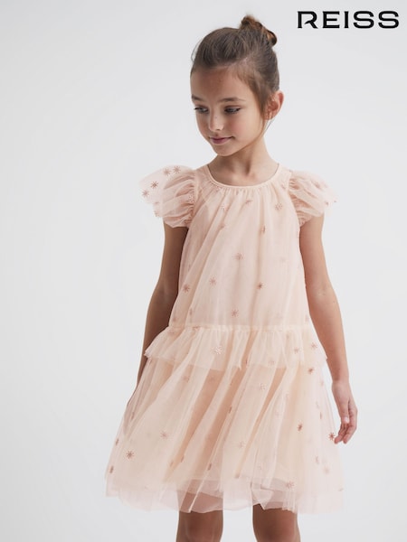 Reiss Pale Pink Fifi 9-12 yrs Tulle Embroidered Dress (C20478) | €95