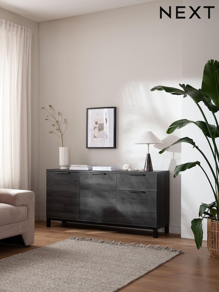 Black Bronx Oak Effect Large Sideboard (C20753) | €550