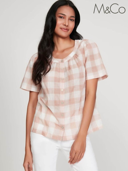 M&Co Pink Gingham Button Blouse (C20799) | €13