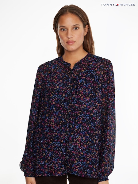 Tommy Hilfiger Purple Floral Chiffon Blouse (C20882) | €66