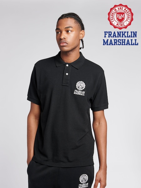 Franklin & Marshall Black Mens Crest 100% Cotton Polo Shirt (C21126) | €35