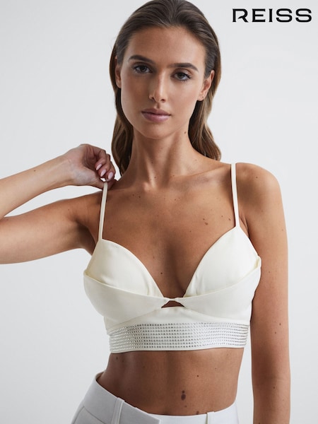 Reiss White Beth Embellished Bra Top (C21146) | OMR98