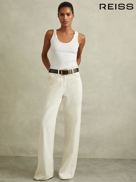 Reiss White Violet Scoop Neck Jersey Vest Top (C21323) | €45