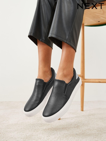Black/Silver Forever Comfort® Slip-On Star Trainers (C21335) | €6
