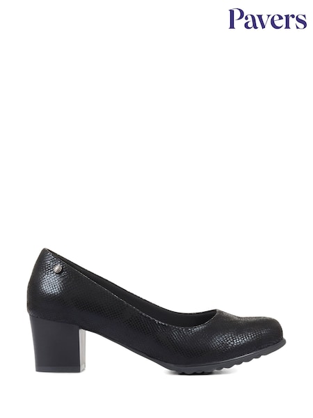 Pavers Black Pavers Block Heeled Black Court Shoes (C21440) | €47