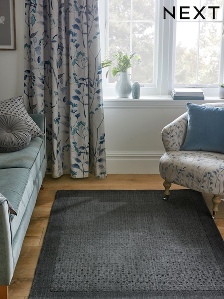 Charcoal Grey Florence Border Rug (C21516) | €53 - €185
