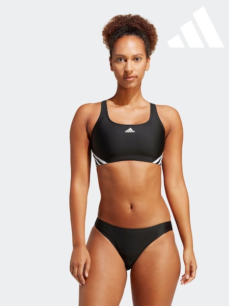 adidas Black 3 Stripe Sporty Bikini Bottoms (C21589) | AED110