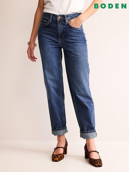 Boden Blue Mid Rise Tapered 100% Cotton Jeans (C22000) | €53