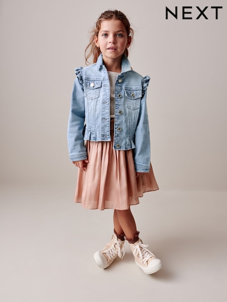 Mid Blue Frill Shoulder Denim Jacket (3-16yrs) (C22193) | €28 - €36