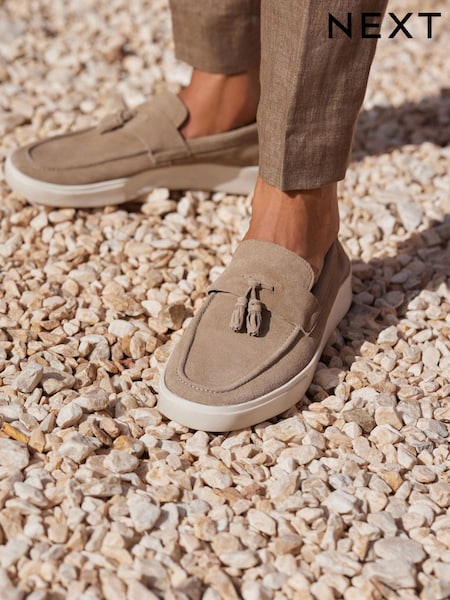 Stone Suede Tassel Loafers (C22550) | €17
