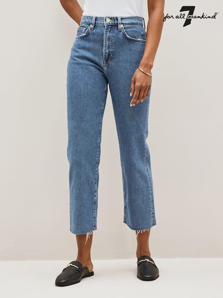 7 For All Mankind Logan Stovepipe Straight Crop Raw Cut Hem Jeans (C22569) | €56