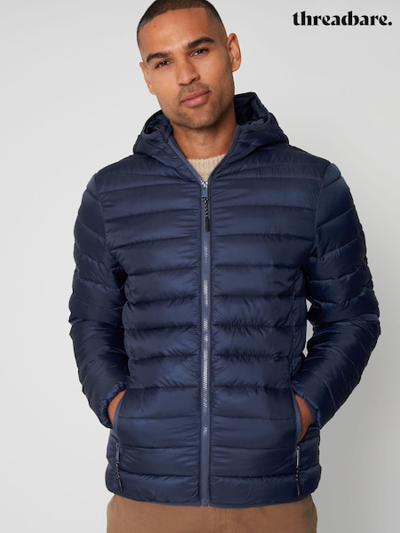 Threadbare Navy Blue Matte Finish Padded Showerproof Hooded Jacket (C22903) | BGN 129