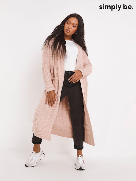Simply Be Pink Cable Maxi Cardigan (C23106) | €58