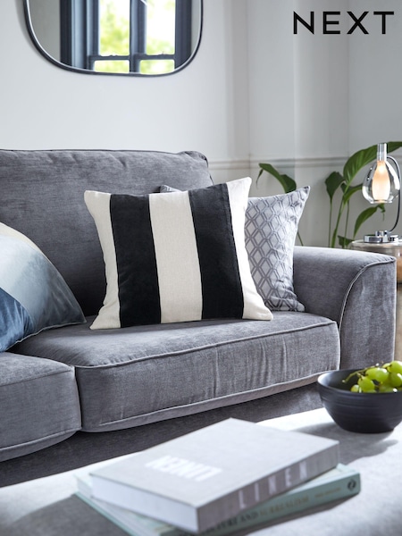 Black/White Stripe 50 x 50cm Linford Velvet Cushion (C23134) | €28