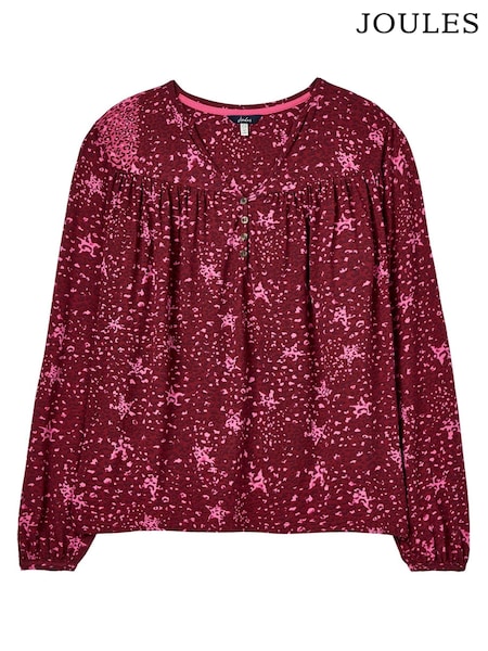 Joules Pink Lorretta Gathered Jersey Blouse (C23216) | €28