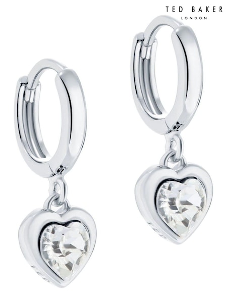Ted Baker Silver Tone HANNIY: Crystal Heart Huggie Earrings (C23253) | €50