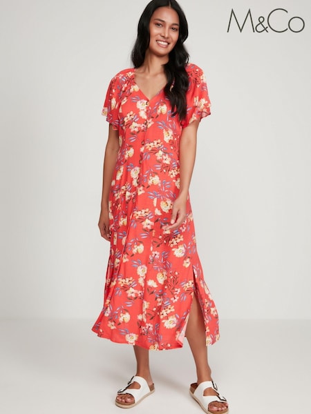 M&Co Red Floral Midi Dress (C23332) | €16