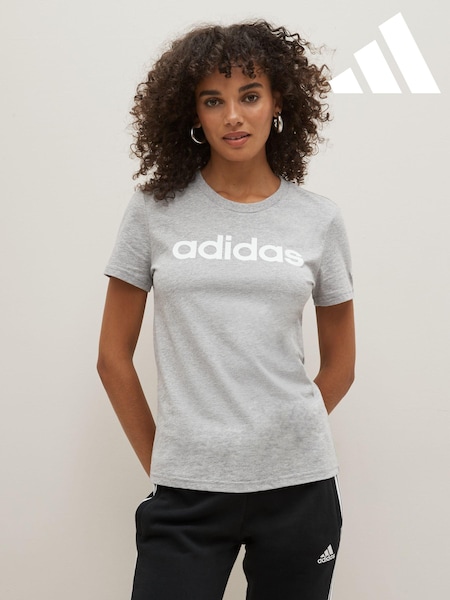 adidas Grey Slim Sportswear Essentials Logo 100% Cotton T-Shirt (C23425) | €14