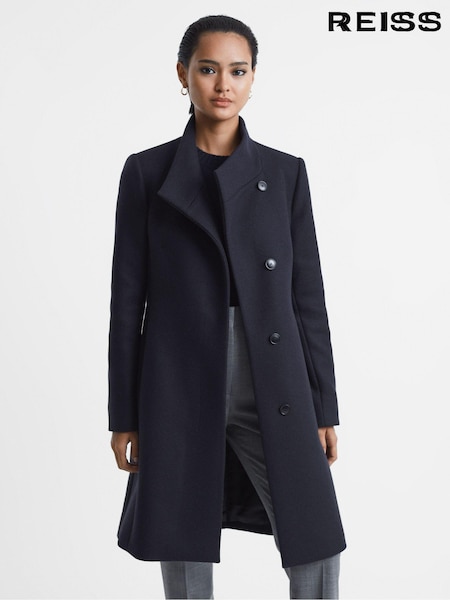 Reiss Navy Mia Wool Blend Mid-Length Coat (C23872) | € 397
