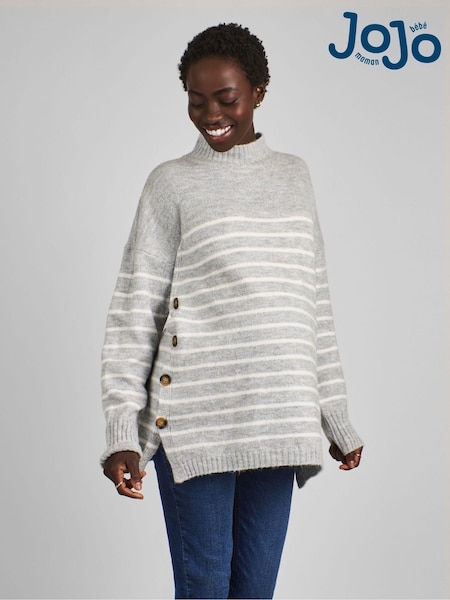 Marl Grau Streifen - Jojo Maman Bébé Umstands- & Stillmode Pullover mit Stehkragen (C24230) | 63 €