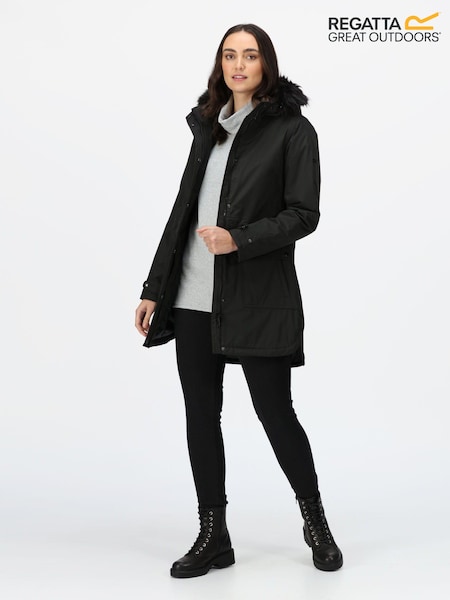 Черный - Regatta Sabinka Longline Waterproof Insulated Thermal Jacket (C24319) | €45