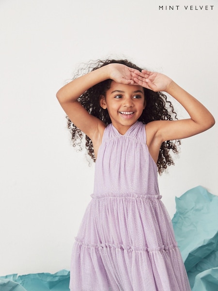 Mint Velvet Lilac Purple Glitter Dress (C24346) | €14 - €15