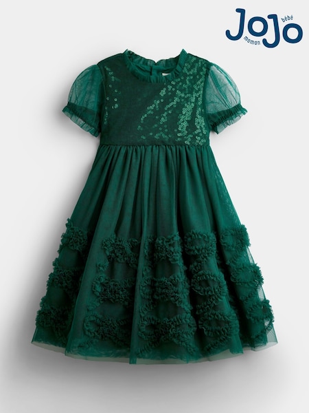 Emerald Green - Jojo Maman Bébé Sequin & Tulle Bow Party Dress