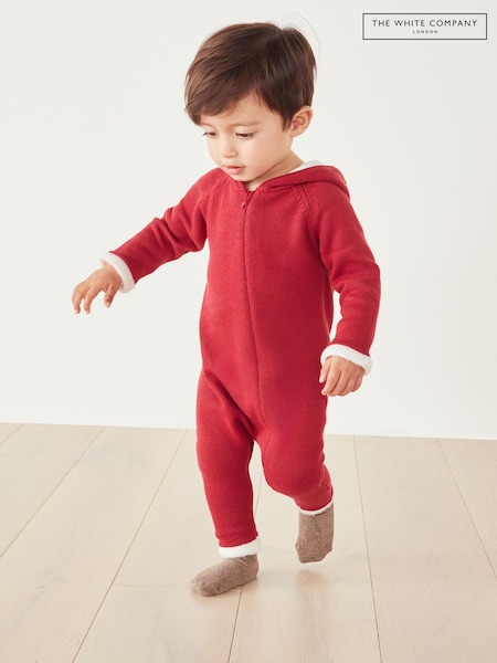 The White Company Red Organic Cotton Santa Knitted Romper (C24537) | €16.50